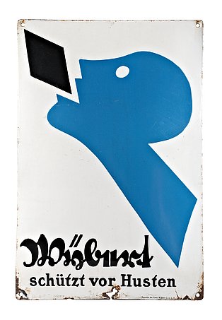Werbeschild aus Email für "Wybert" Hustenpastillen, Deutschland, um 1930