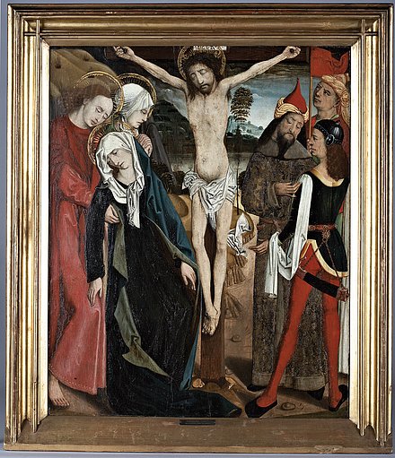 Painting of the crucifixion of Jesus.