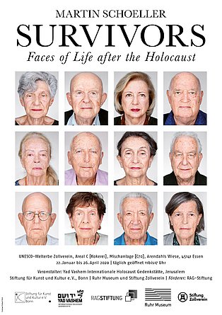 Plakat der Sonderausstellung „Survivors - Faces of Life after the Holocaust“ 